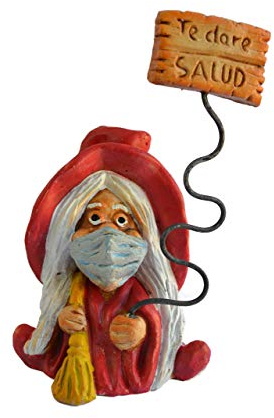 Figura decorativa Bruja Suerte Mascarilla 100% hecha a mano (Roja)