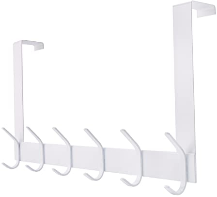 YUMORE Appendiabiti da porta in acciaio inox resistente, per cappotti, accappatoi, asciugamani, porta asciugamani sul retro della porta del bagno, camera da letto, braccia lunghe facili da raggiungere