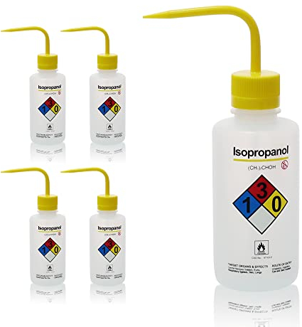 Utile Isopropanol Self-Venting Safety Wash Bottles, 4pcs of Vol.500ml, Narrow Mouth Squeeze Bottle, LDPE Material with PP Material Closure, 5511.0471.4
