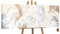 YS-Art Luxus Abstrakt Design Acryl Gemälde auf Leinwand Sinfonie handgemalt Wandbilder Wohnzimmer modern Wohndekor Bilder Büro Beige Weiß echte Kunst 150x50 cm