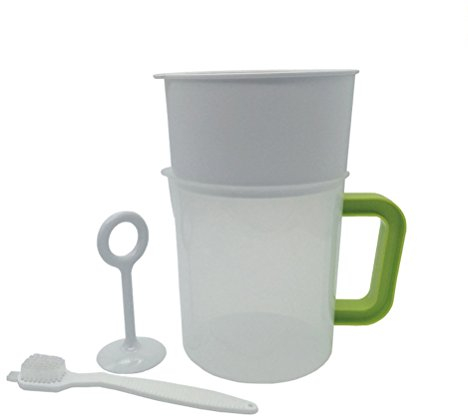 Luxshiny 1.5L Multiple Usage Food Strainer Nut Milk Maker Filter Set Reusable Nut Milk Bag Alternative Fine Mesh Soy Juice and Soy Filter Cup Set for Home Kitchen (Brush in Random Color)