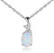 Yifnny Opal Halskette, Minimalistische Versilberte Weiße Feueropal Halskette Erstellt Oval Opal Anhänger Oktober Geburtsstein Halskette Schmuck für Frauen (Silber)