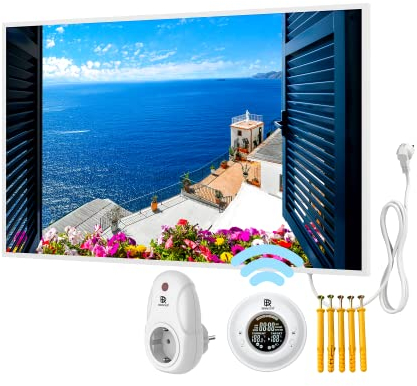 BR Bringer Bild Infrarotheizung mit Rahmen 800 Watt - Bildheizung mit UV Druck - 100x60x1,8cm - Sorrento, Italien