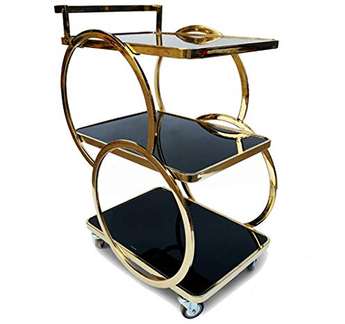 SGSG Home Barwagen Edelstahl 3-stöckige Küche Autoregal Dienst-/Servicewagen Küchenwagen Küchenwagen mit Rädern Getränkewagen 630x450x930MM