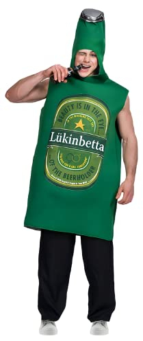 thematys Bierflasche Kostüm – Lustiger Getränke Onesie, Einheitsgröße 160-185cm, Highlight für Karneval & Themenpartys