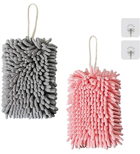 Cosysparks Toallas de Mano para Niños, Suave y Afelpada Toalla Mano Absorbente de Microfibra Toallas Secado rápido con Lazo para Colgar para Cocina y baño (2 Piezas)