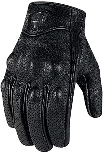 Baceyong Hot Guantes Fashion Echtleder Vollfinger Schwarz moto Herren Motorradhandschuhe, Motorrad Mountainbike Radfahren Racing Motocross Vollfinger MOTO Handschuh Leder