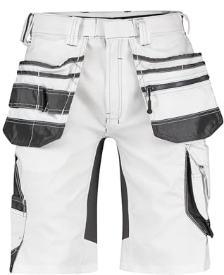 DASSY® Trix Painters Stretch-Malershorts mit Holstertaschen - Größe 48 - WEIß/ANTHRAZITGRAU