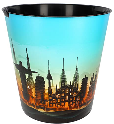 Papierkorb/Mülleimer Modell wählbar 10 Liter - wasserdicht - 28 cm - aus Kunststoff Städte Skyline - Wahrzeichen der Welt Eimer - Spielzeugkorb/Po..