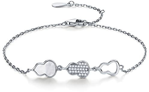 ZHOU LIU FU Bracelet Femme Gourde - Bracelet Femme Argent S925, Bracelet Fille Avec Cristal de Zircon Cubique, Bracelet Boheme Femme, Bracelet Charms, Livré Dans Une Boîte Cadeau Bijoux
