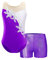 iEFiEL Mädchen Einhörner Turnanzug Glänzend Gymnastik Leotard Kinder Kleidung Set Ballett Trikot Tanz Kostüme mit Überkreuzte Träger Wa Violett 146-152