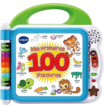 VTech - Mis primeras 100 Palabras Bilingüe, Libro Educativo Interactivo ESPAÑOL-INGLÉS, Juguete para niños +1.5 años, Versión ESP