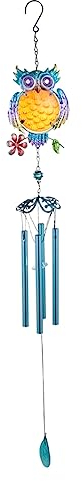 Warmhm Eule Windspiele Tierische Windröhren Eulen-windglocke Im Freien Windspiel Für Die Hängende Veranda Tierische Gartenskulptur Windspiele Indoor-Tier Geschenk Glockenblume Glas Metall