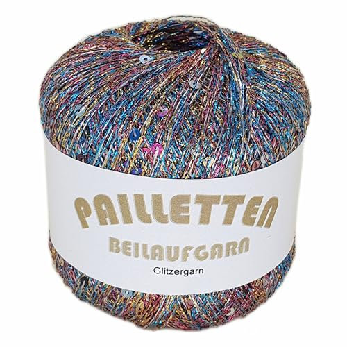 Pailletten Beilaufgarn auf 25 Gramm Knäuel in verschiedenen Farben (Multicolor mit Pailletten in Multicolor)