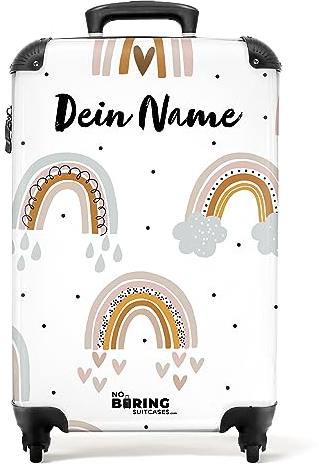 NoBoringSuitcases.com® Fotokoffer personalisiert, Kinderkoffer - 55x40x20cm Handgepäck Trolley, Hndgepäck Koffer Kinder - Kinder Trolley- Regenbogenmuster - Leicht - Koffer mit Namen Initialen
