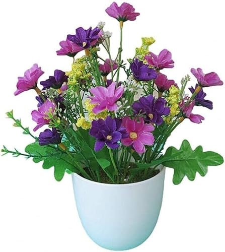 Künstliches Grün, künstliche Topfpflanzen, europäischer Stil, Teerose, künstlicher Blumentopf, Bonsai, Haus, Garten, Tisch, Raumdekoration, Simulation grüner Blätter, Pflanze, Topfblume (Farbe: Lila)