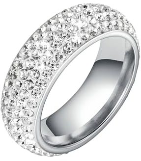 Ayoiow Edelstahlringe Männer 8mm Mit Zirkon Silber Ehering Zirkonia