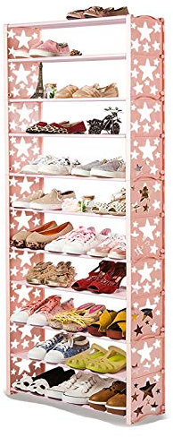 HEXEH Schuhregal 11 Stufe Schuhständer ausziehbarer stapelbarer Lagerregale Schuh-Turm-Regal for Flur Badezimmer Wohnzimmer und Flur Schuhschrank (Color : Pink, Size : A)