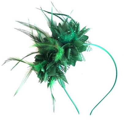 Altsuceser Fascinator für Damen, Feder-Stirnband, Abschlussball, Königin, Kopfschmuck für Cocktail, Hochzeit, Teeparty, grün, Einheitsgröße