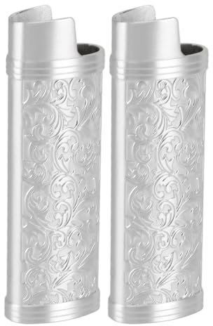 Lighter Sleeve, 2PCS 3D Embossing Lighter Cover Retro for Travel (Silver)