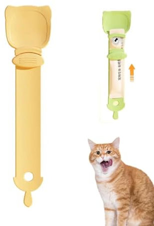 Katzen-Löffel, Quetschlöffel, Leckerli-Spender für Püree und Biskuit-Bar, Fütterungslöffel, Katzenfutter-Löffel mit Aufhängeloch, Katzen-Nass-Leckerlis, Quetscher für Katzenbar-Leckerlis