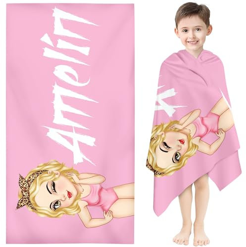 Fadaing Personalisiert Strandtuch Mit Namen, Personalisierte Mädchen Handtuch Badetuch Mit Namen Mikrofaser Strandtuch Groß 100x200cm Badetuch Für Strand Sauna (4,80 x 160 cm)