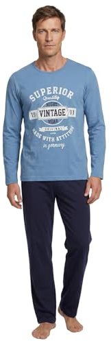 Henry Terre Herren Pyjama Vintage Hose Anthrazit Langarm Schlafanzug 2 teiliges Set
