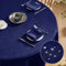 Softalker Tischdecke Outdoor Rund 120 Blau Abwaschbar Jacquard Wasserabweisend Abwischbar Fleckschutz Tischtuch für Draußen Gartentisch Party Geburtstag Hochzeit Garten Sommer