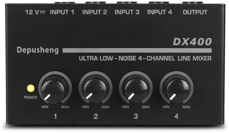 DJ Controller 4 Channels Mixing Console Amplifier DX400 Professional Sound Au-dio Mixer Ultra Compact Low Noise Line Mono Interface DJ starter kit
