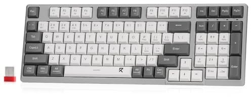 Redragon BK7114 Low-Profile Wireless Computer Keyboard, 98 Keys Slim Office PC Scissors Mechanism Keyboard w/ 2.4G BT Wireless Connection, Tactile Quiet Keystroke, Mixed Color Keycaps