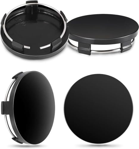 MBBROS 4 Stück Car Radnabenkappen für Audi A1 A3 A4 A5 A6 A7 A8 Q2 Q3 Q4 Q5 Q7 Q8 TT RS, Universal 60mm 68mm Radnabendeckel Nabendeckel Nabenkappen Auto Zubehör,A Black-60mm