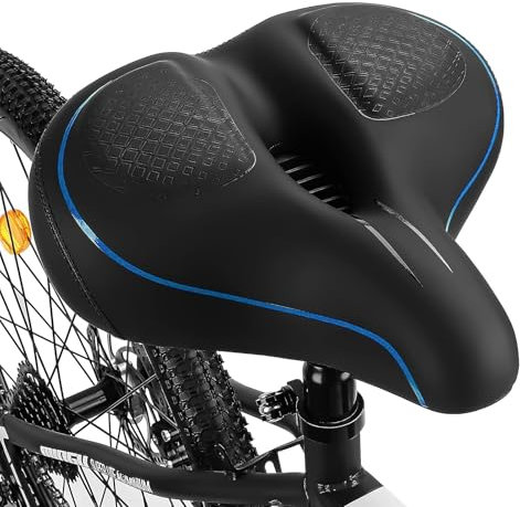 TONBUX Sillín Bicicleta Extra Grande, Sillín de Bicicleta Cómodo Impermeable, Sillin Bici Ergonómico, Asiento de Bicicleta Transpirable para MTB/Bicicleta Urbana/Bicicleta de Carretera/Ebike (Azul)