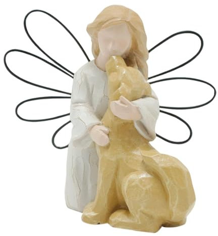 Hundeengel Gedenkfigur – Hundeengel Freundschaft Gedenkstatue | Mein Schutzengel hält Welpe geformte Figur | Engel des Trostens Figur | Handbemalte Figuren für Hundeliebhaber