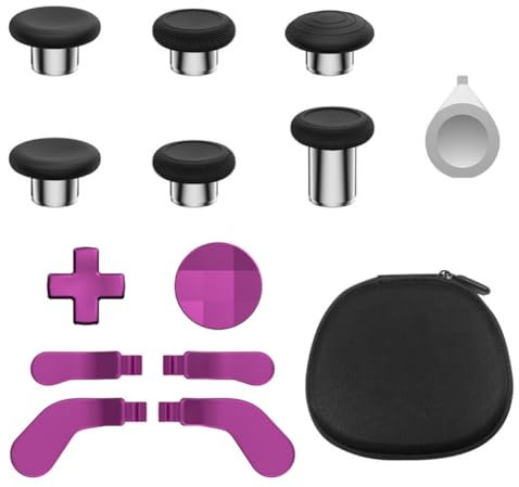 Hzxkqmil Levette in Metallo per Xbox Elite Series 2 Controller, 13 in 1 Accessori Sostituzione di 6 Joystick 4 Pagaie Posteriori 2 D-Pads con 1 Strumento di Regolazione, Rosso Rosa