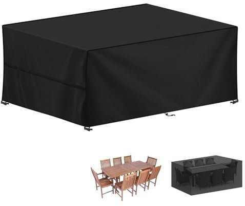 LAMUNI Abdeckung für Gartenmöbel 250x100x80cm, Wasserdicht Abdeckplane Gartenmöbel, 420D Oxford Gewebe Loungemöbel Abdeckung, Winterfest Schutzhülle für Sitzgruppe, Gartenlounge, Rattanmöbel