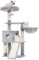 Hey-brother Árbol rascador para gatos, 108 cm, para interiores, varios pisos, con columnas para rascar, rampa, cestas, espacioso agujero para gatos y juguete con pompón colgante, gris claro MPJ007SW