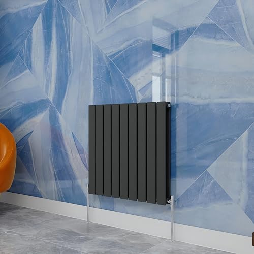 Central Heating Radiator,600x612mm Anthracite Horizontal Flat Double Panel Column Energy-efficient for Morden Multi-Scene