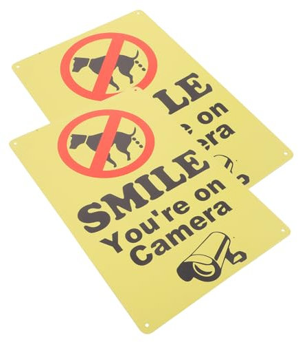 Supvox 2 Stück Warnschild Hundespaziergang - Lächle Du Bist Auf Kamera - Metall Gartenschild 12X8 Zoll - Outdoor Hundekot Verboten Schild Für Garten Hof Park