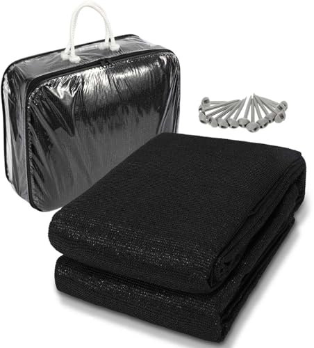 Ollewiellan Vorzeltteppich 250x300cm Campingteppich Outdoor Atmungsaktiv rutschfest Waschbare Schimmelfrei UV-Stabilisiert mit 12 Löchern, 13 Heringe und Tragetasche, Schwarz