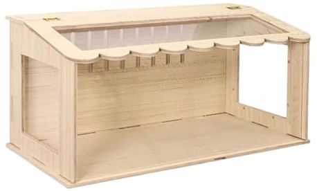 JISADER Hamsterkäfig aus Holz mit Fenster, Holz Hamsterkäfig für syrische Hamster, Hamster Holzhaus Käfig,Hamster Habitat Wachtelnest Käfig für Rennmäuse Wachteln Küken, 40cmx30cmx30cm