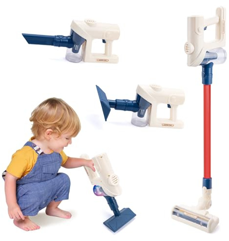 Joyfia Kids Vacuum That Really Works, Toddlers Cordless Vacuum Cleaner Set, Pretend Role Play Household Keeping Toys with Realistic Function & Attachments, Cleaning Learning Toys for Age 3+ Boys Girls