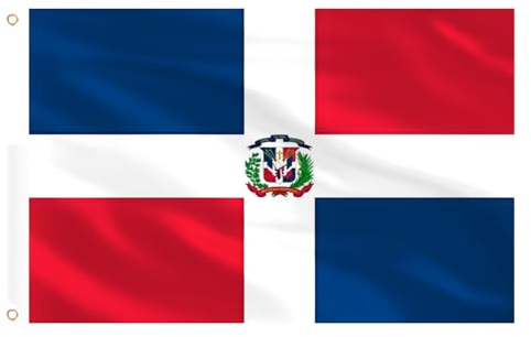 AhfuLife Dominikanische Republik Flagge 150 x 90 cm, 1 Stück Große Dominikanische Nationalflaggen Doppelseitig mit Messingösen für Party Feiern, Unabhängigkeitstag