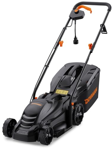 DOVAMAN LM33C Elektro Rasenmäher 1300W, 33cm Stahlmesser, 5-fache Schnitthöhenverstellung (25-65 mm), Bis zu 95% Grasaufnahme, 35L Fangkorb mit Anzeige, Höhenverstellbarer Griff, 3600RPM Kupfermotor