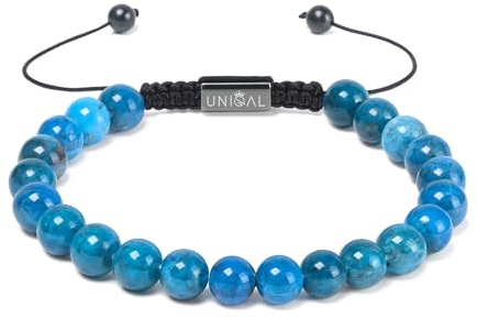 UNIQAL | Damen Armband Perlen Set Naturstein | Edelstein Armbänder mit Tigerauge Lapislazuli Hämatit Onyx Lava Unisex | Verstellbar | Geschenk Armband Männer Schmuck