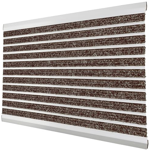 DOMOPRIMA® Alu Fußmatte, Braun, 60x40 cm | Wetterfeste und rostfreie Aluminium Türmatte, Rutschfest, Für Innen & Außen, Schmutzfangmatte für Gewerbe und Privat