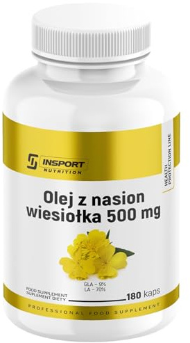 Nachtkerzenöl Kapseln 180 Stück 1000mg hochdosiert – mit GLA LA und Vitamin E kaltgepresst für Haut Hormonbalance & Wohlbefinden | INSPORT