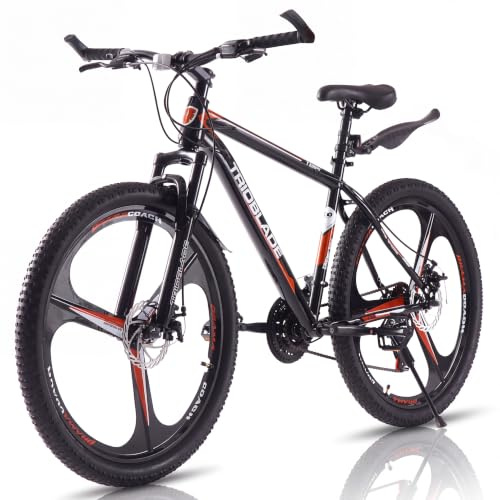 LSBIKE 24/26/27.5 Zoll Erwachsener Mountainbike, 21 Gang Schaltung Antriebssystem, Hardtail MTB mit Stoßdämpfer, Scheibenbremsen, Kohlenstoffstahl Fahrrad Allterrain Mountain Bike