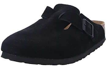 Birkenstock Unisex Boston Soft Footbed, Black Suede, 42 N EU