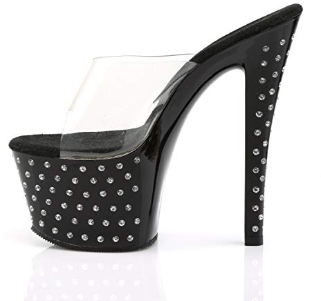 Pleaser STARDUST-701, Damen Plateau Sandalen, Schwarz (Clr/Blk), 38 EU (5 DDamen UK)
