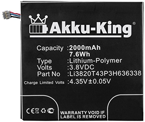 Akku kompatibel mit ZTE Blade L2, U879 - ersetzt Li3820T43P3H636338 - Li-Polymer 2000mAh